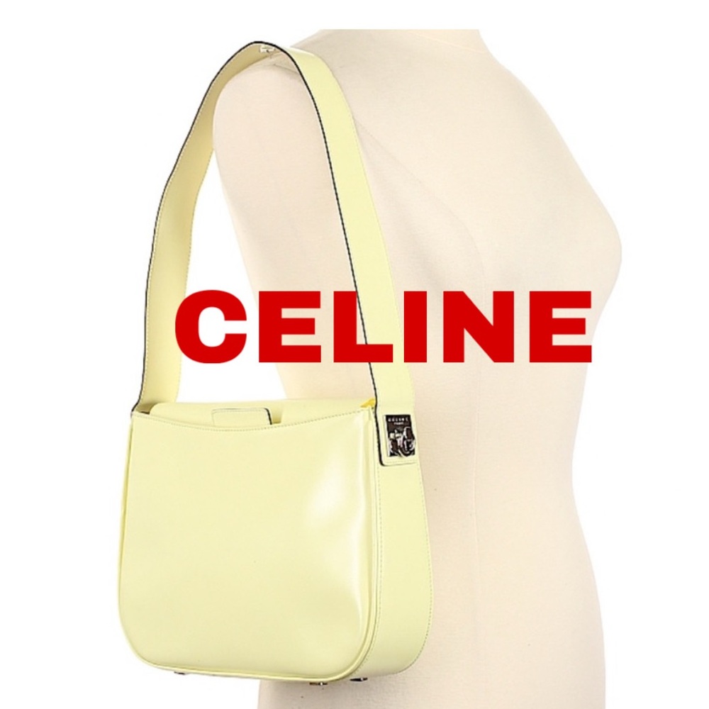 AUTHENTIC CELINE yellow leather handbag